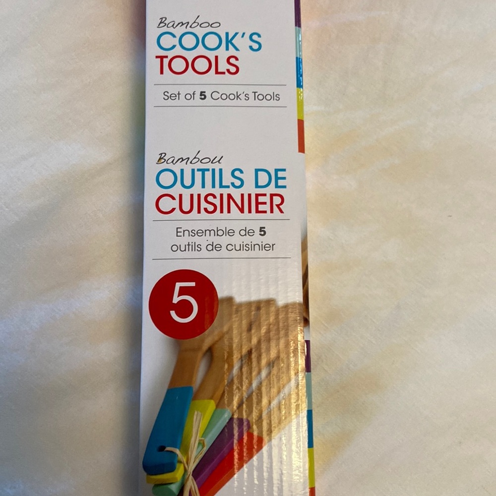 Architec Bamboo Cook's Tools Set of 5 Wooden Spoons Kitchen FabFitFun NEW NIB